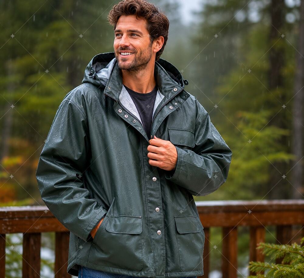 Carhartt C64GRN Green PVC Rain Jacket Hooded Waterproof Workwear Rain Coat XL
